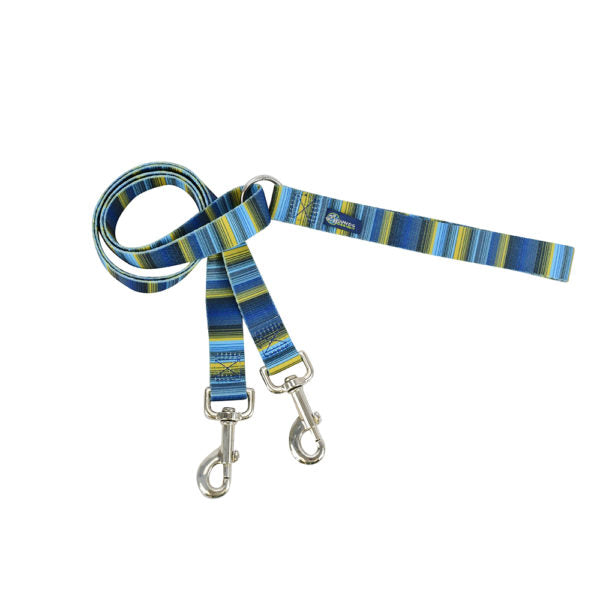 Teal and green striped dog training leash with silver hardware by Primemarket7 - Earthstyle