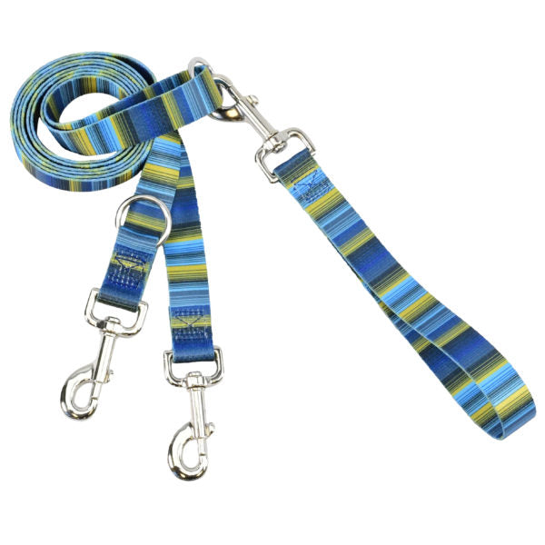 Teal and green striped dog eruo-style training leash with silver hardware by Primemarket7 - Earthstyle