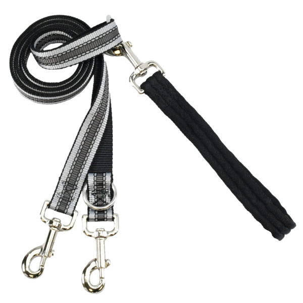 Reflective black euro dog leash with adjustable hardware by Primemarket7