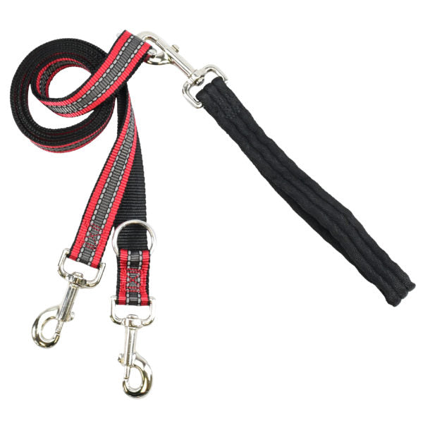 Reflective red euro dog leash with adjustable hardware by Primemarket7