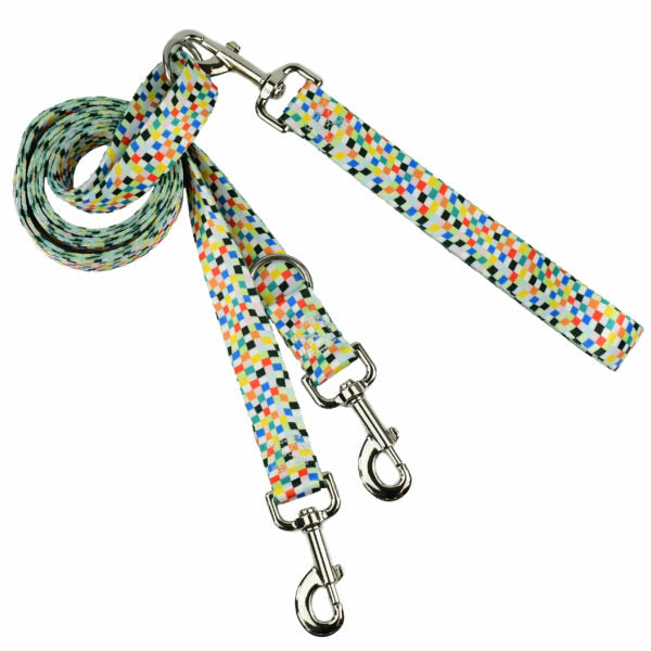 Colorful mosaic pattern euro double connection dog leash by Primemarket7 with sturdy metal hardware. - Earthstyle
