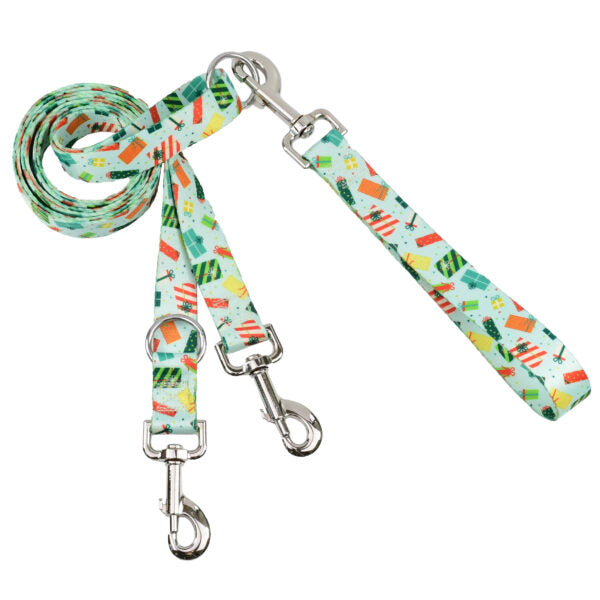 Holiday-themed euro double connection dog leash with colorful gift box pattern by Primemarket7 - Earthstyle