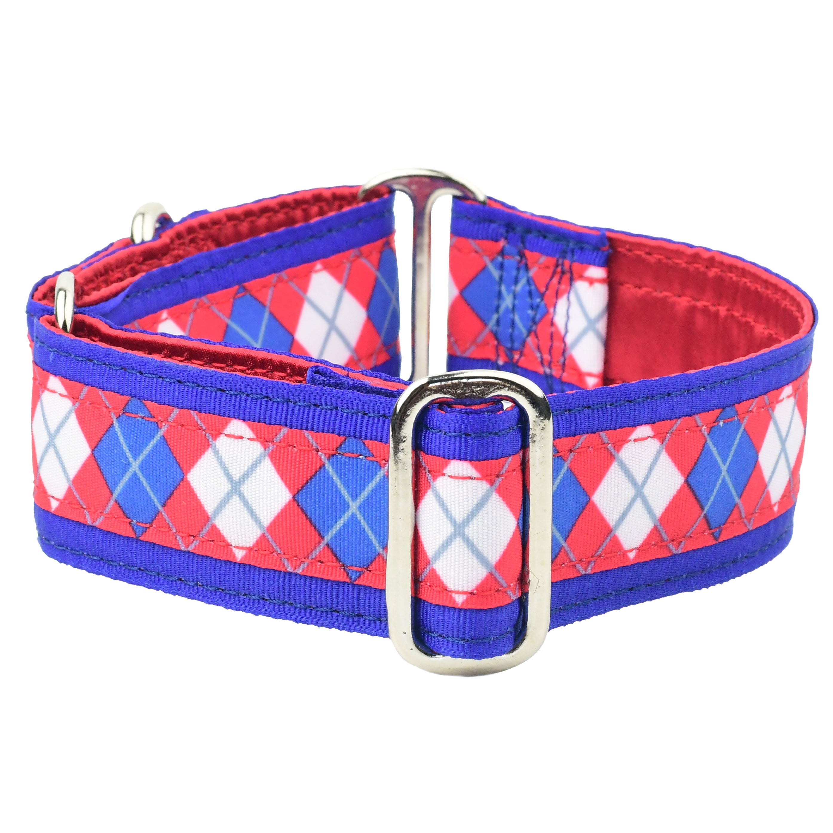 Argyle Red and Blue - Limited Dog Collar