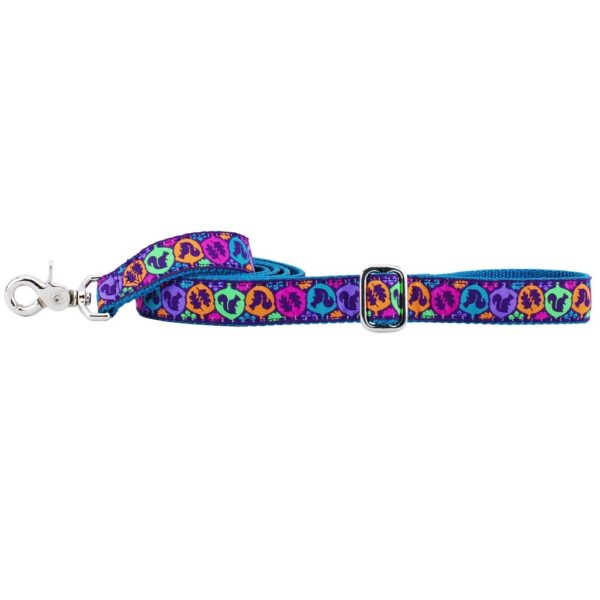 Bright multicolor dog leash with squirrel silhouette design by Primemarket7 – fun and durable