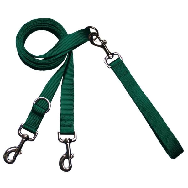 Kelly Green dog leash with double-connection clips - Euro style for training and walking