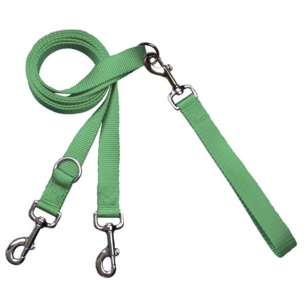 Neon green dog leash with double-connection clips - Euro style for training and walking