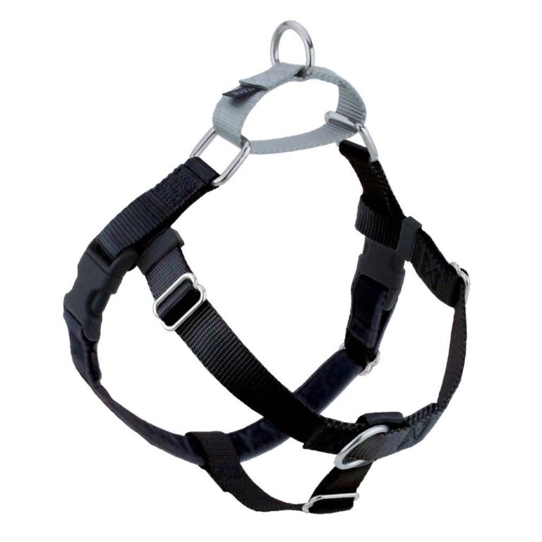 Black no-pull freedom dog harness with double leash attachment points by Primemarket7