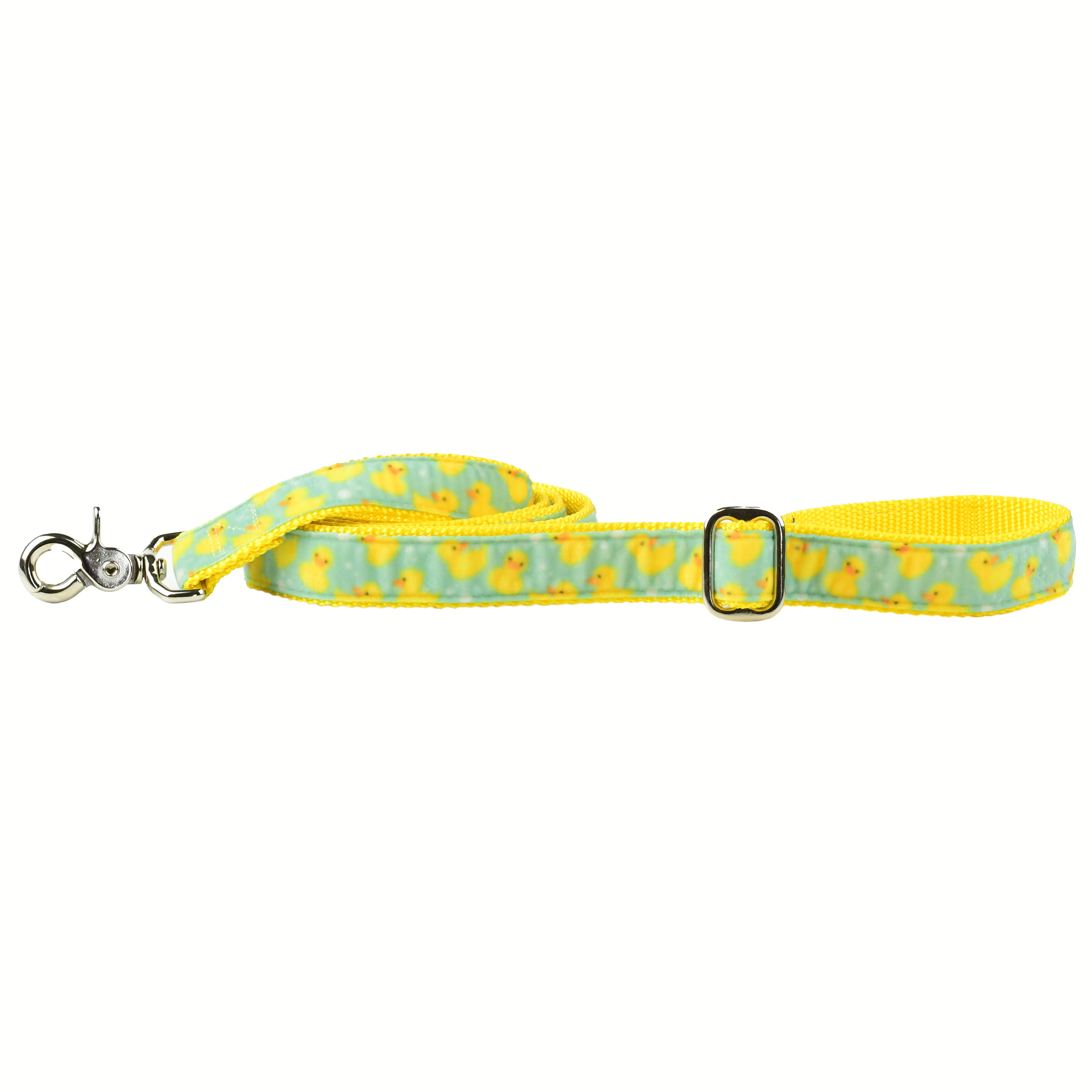 Primemarket7 dog leash with yellow rubber duck pattern on aqua background