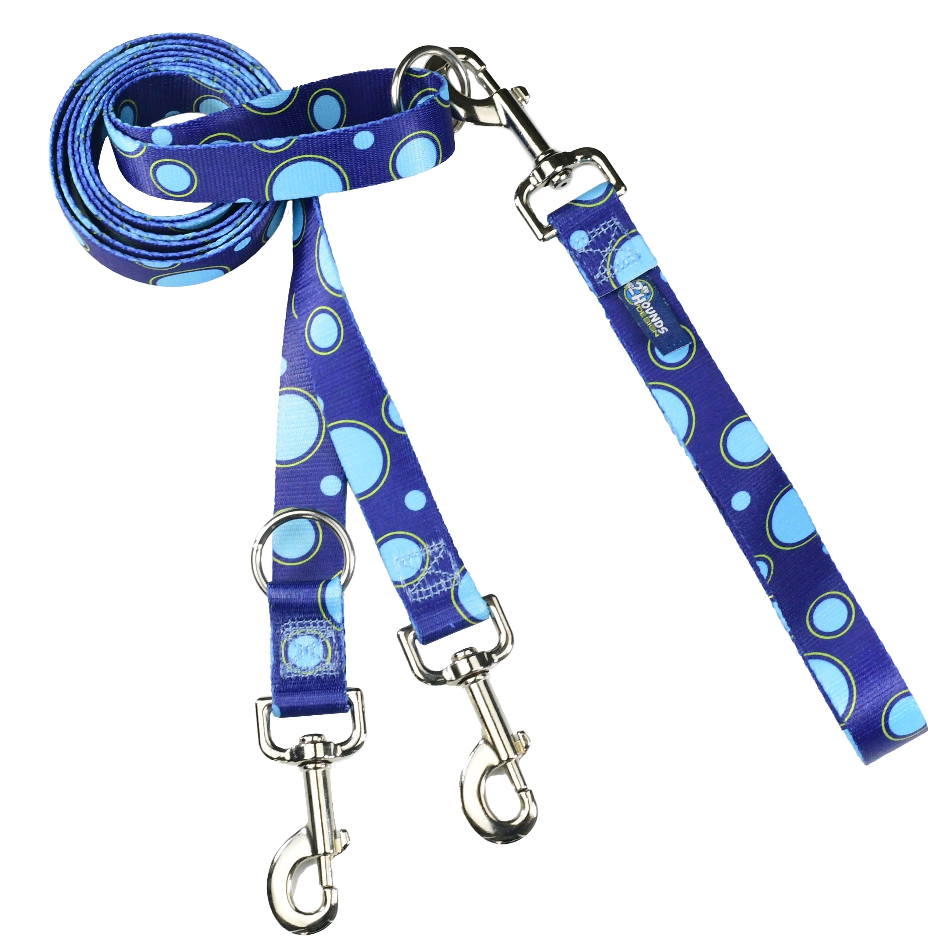 Double connection euro dog leash with blue bubble pattern by Primemarket7 - Earthstyle