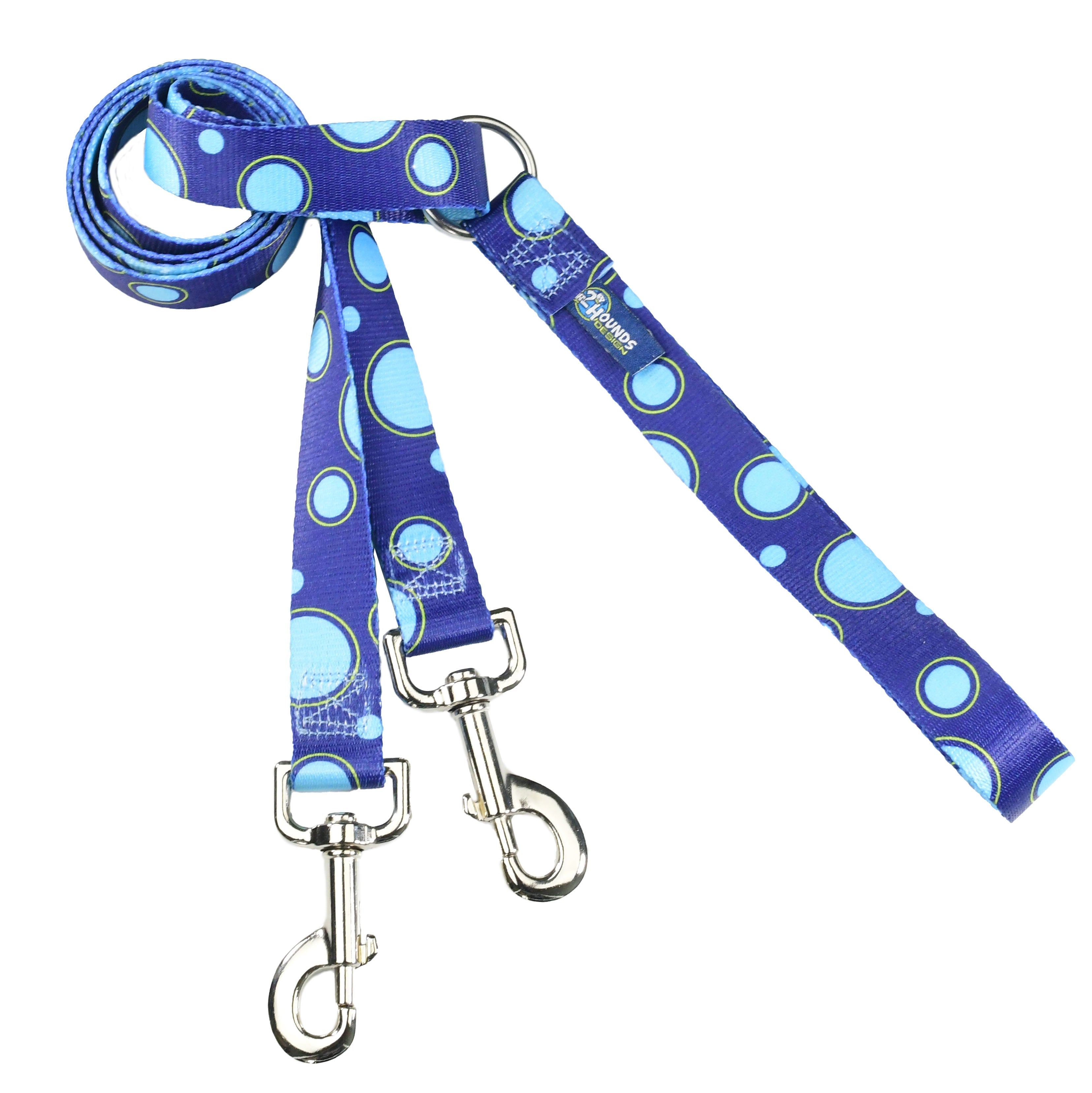 Double connection dog leash with blue bubble pattern by Primemarket7 - Earthstyle