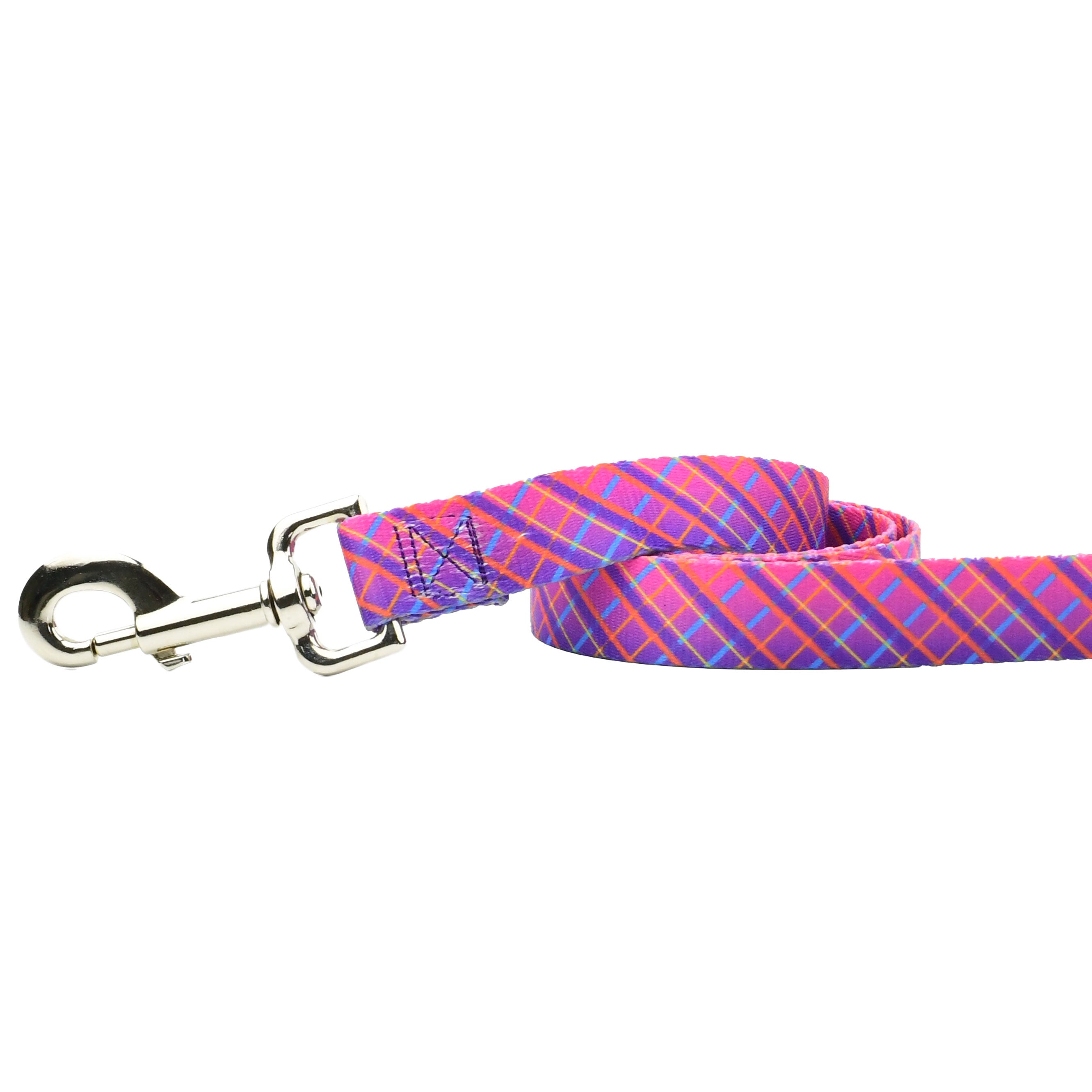 Neon Sunrise Pink Plaid Dog Leash – EarthStyle
