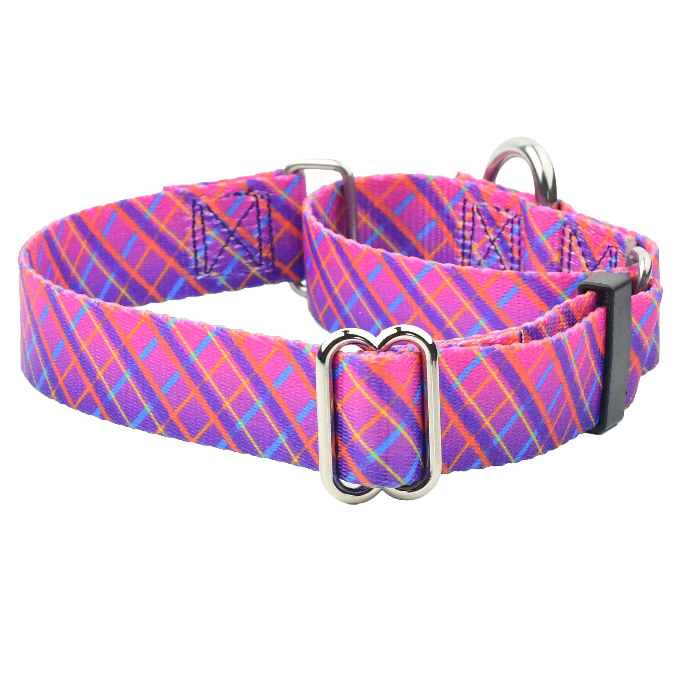 Neon Sunrise Pink Plaid Martingale Dog Collar – EarthStyle