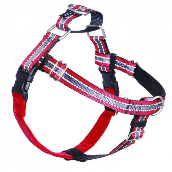 Reflective Red no-pull freedom dog harness with double leash attachment points by Primemarket7