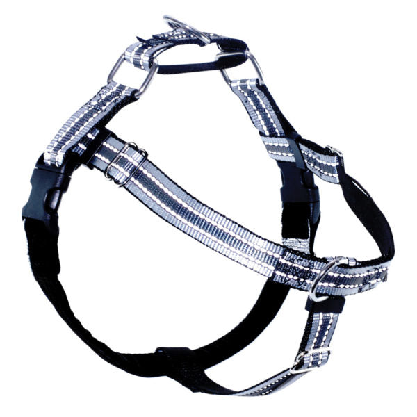 Reflective black no-pull freedom dog harness with double leash attachment points by Primemarket7