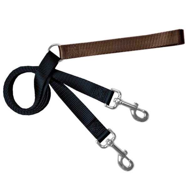 Black and brown training dog leash with adjustable hardware by Primemarket7