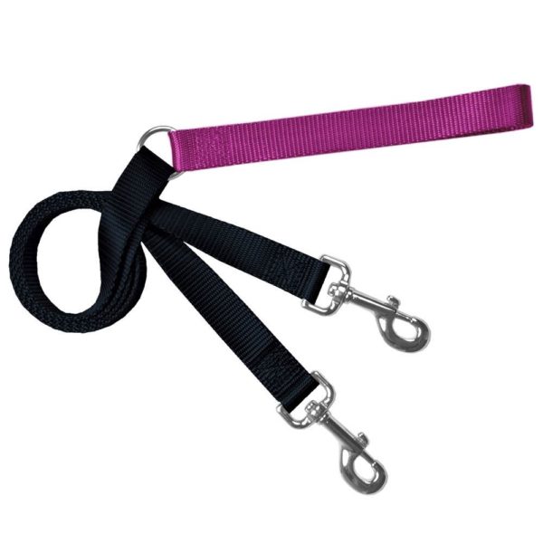 Black and raspberry training dog leash with adjustable hardware by Primemarket7