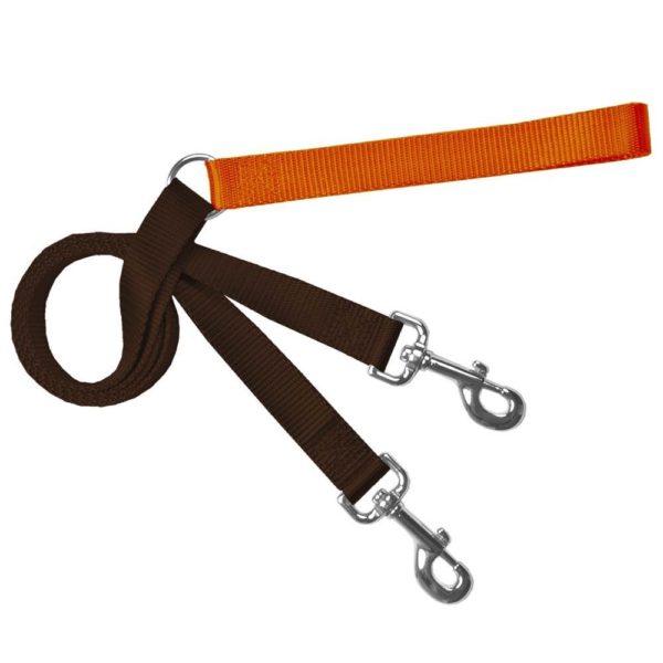 Brown and rust training dog leash with adjustable hardware by Primemarket7