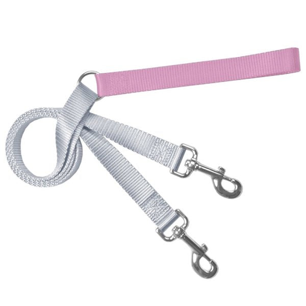 Rose pink and silver training dog leash with adjustable hardware by Primemarket7