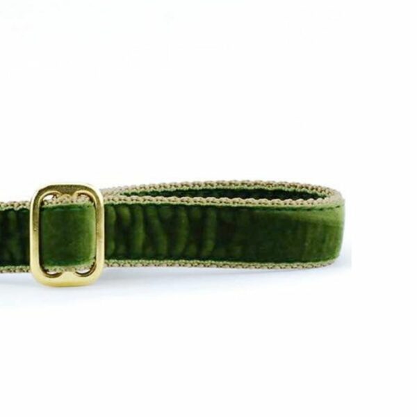 Close-up of moss green velvet dog leash handle with adjustable feature by Primemarket7