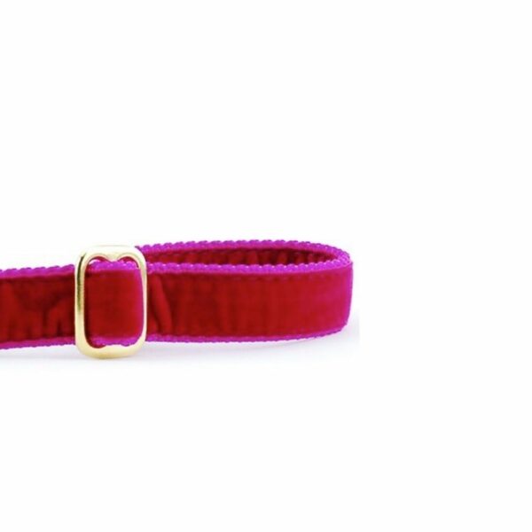Close-up of raspberry velvet dog leash handle with adjustable feature by Primemarket7