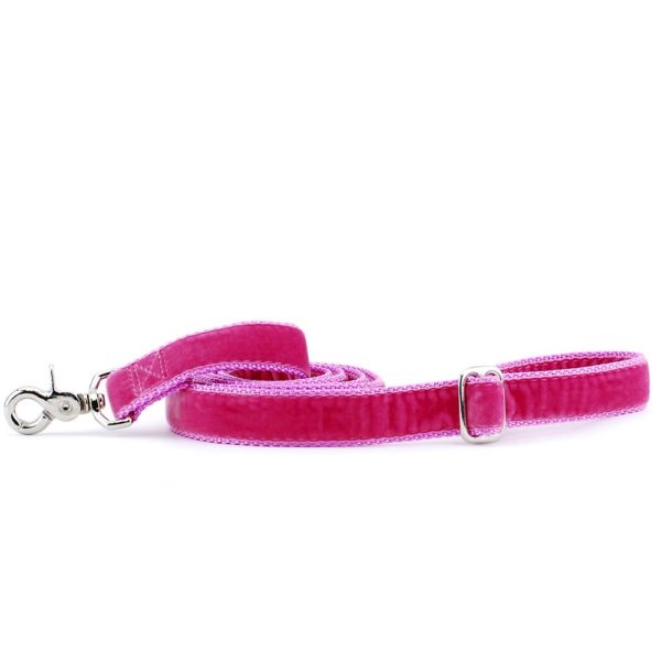 Rose pink velvet dog leash with silver hardware and adjustable buckle by Primemarket7