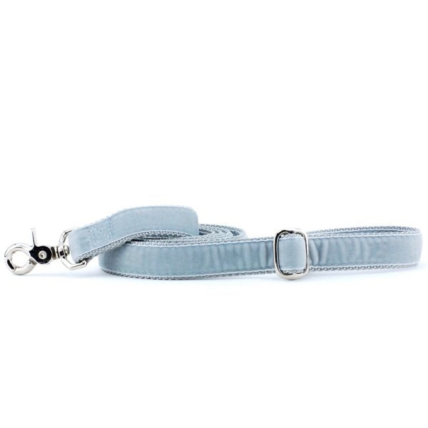 Silver velvet dog leash with silver hardware and adjustable buckle by Primemarket7