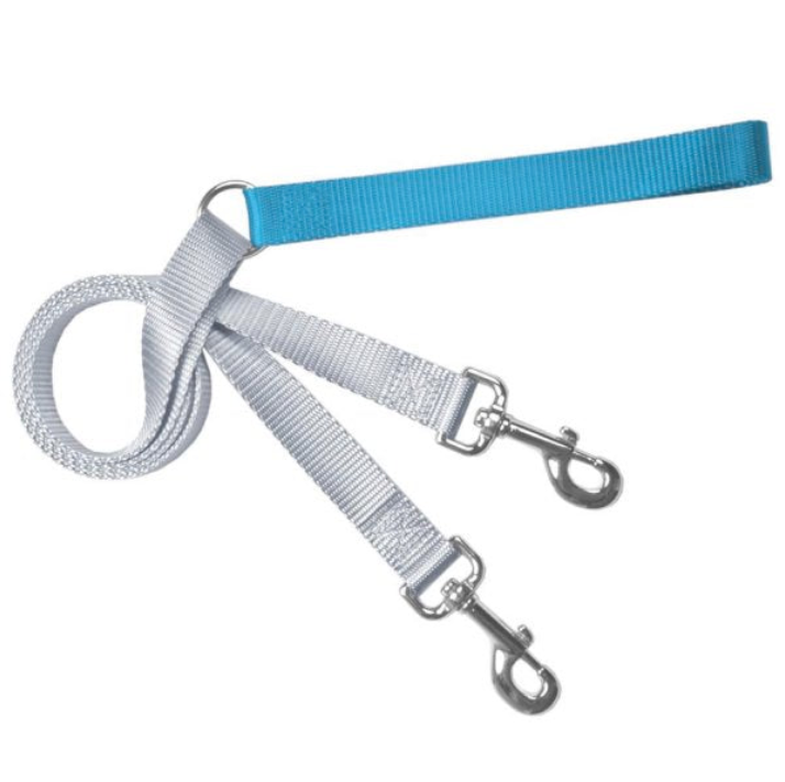 Turquoise and silver training dog leash with adjustable hardware by Primemarket7