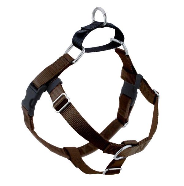 Brown no-pull freedom dog harness with double leash attachment points by Primemarket7