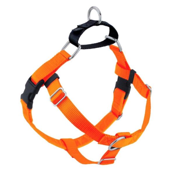 Neon orange no-pull freedom dog harness with double leash attachment points by Primemarket7