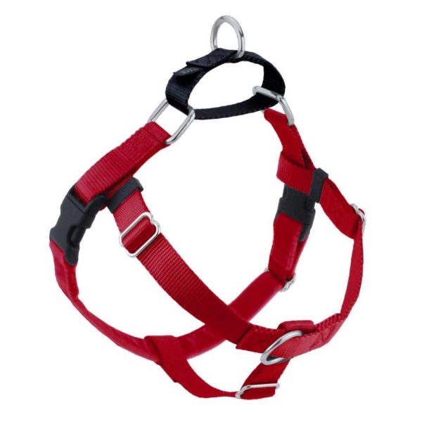 Red no-pull freedom dog harness with double leash attachment points by Primemarket7