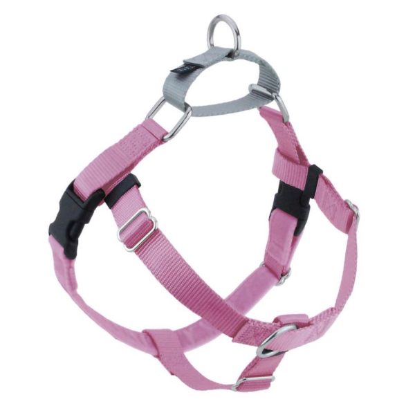 Rose pink no-pull freedom dog harness with double leash attachment points by Primemarket7