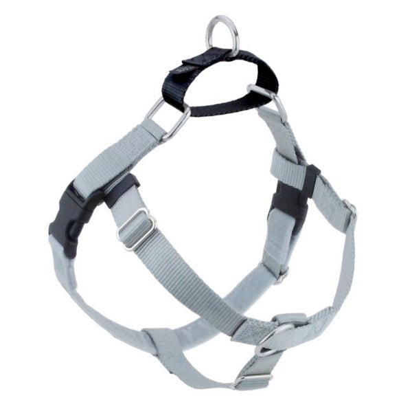 Silver no-pull freedom dog harness with double leash attachment points by Primemarket7