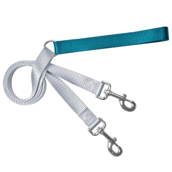 Teal and silver training dog leash with adjustable hardware by Primemarket7