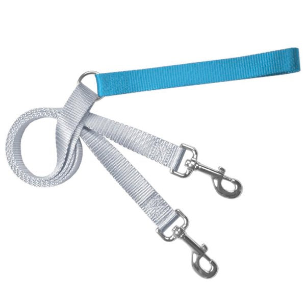 Turquoise and silver training dog leash with adjustable hardware by Primemarket7