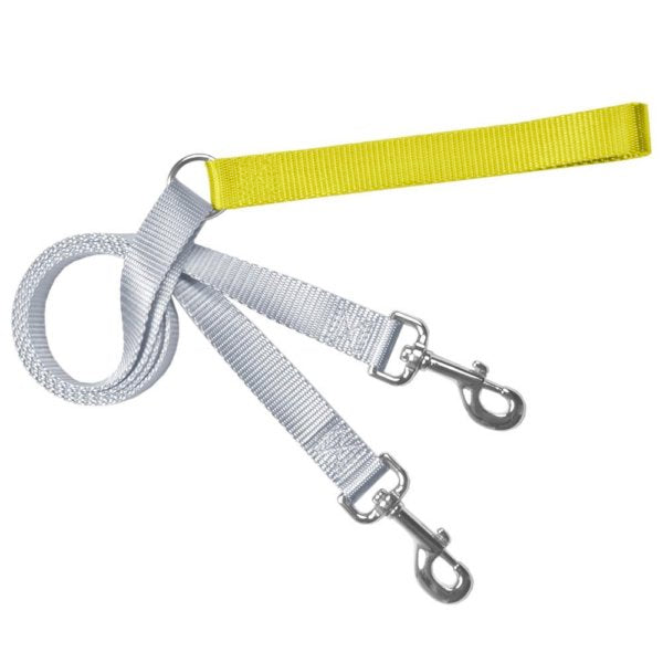 Yellow and silver training dog leash with adjustable hardware by Primemarket7